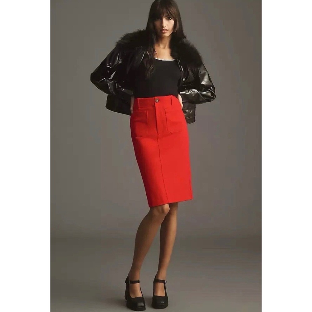 Maeve Red Pencil Skirt - Picture 2 of 15